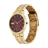 Titan Tet Men's Watch Analog Red Dial With Gold Stainless Steel Band, 1825YM10