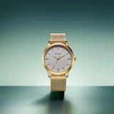 Titan Karishma Men's Watch Analog White Dial With Gold Mesh Band, 1825YM11