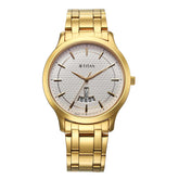 Titan Men's Watch Analog White Dial with Gold Stainless Steel Band, 1825YM14