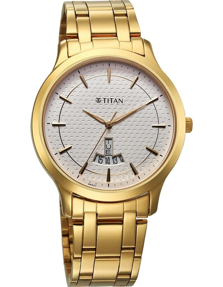 Titan, Men's, Analog Watch, Gold Dial, with Stainless Steel Band, TI-1825YM14