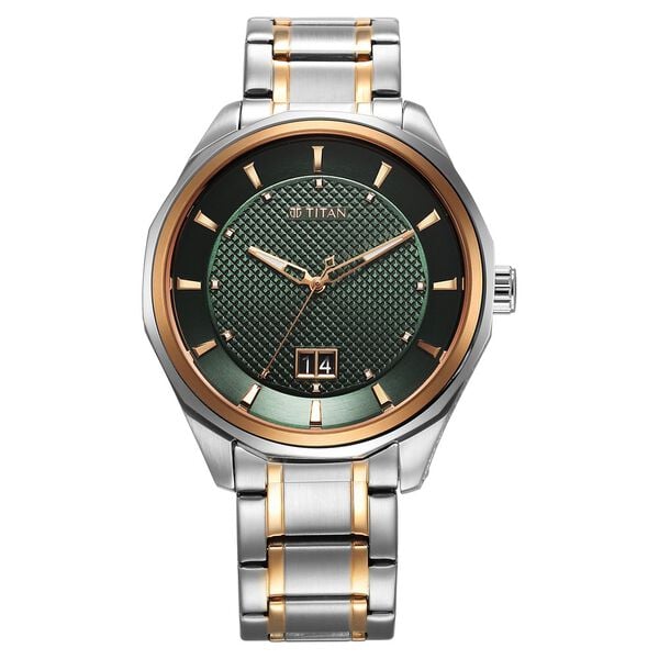 Titan, Men, Analog, Watch, Green Dial, Stainless steel Strap, 1829KM06