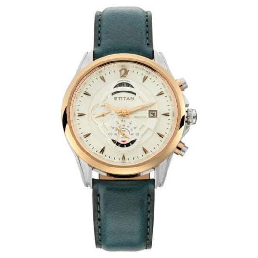 Titan, Men, Analog, Watch, White Dial, Leather Strap, 1830KL01