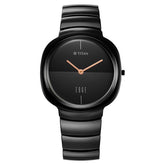 Titan Edge Squircle Unisex Watch Analog in Rich Black Dial with Glossy Ceramic Band, 1841NC01