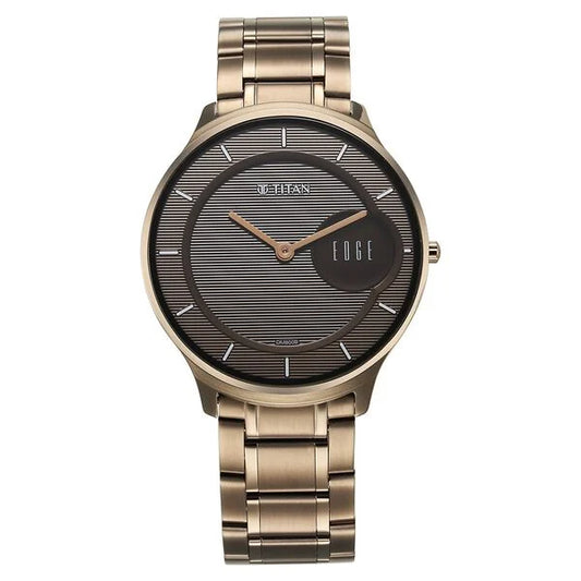 Titan, Men's, Analog Watch, Brown Dial, with Stainless Steel Band, TI-1843QM08
