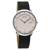 Titan Edge Murals Quartz Analog Men's Watch with Pink Dial and Black Leather Strap,1843SL02