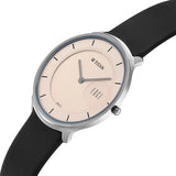Titan Edge Murals Quartz Analog Men's Watch with Pink Dial and Black Leather Strap,1843SL02