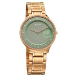 Titan Edge Murals Quartz Analog Men's Watch with Green Dial and Gold Stainless Steel Strap,1843WM02