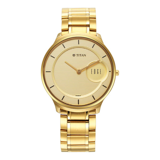 Titan, Men, Analog, Watch, Yellow Dial, Stainless steel Strap, 1843YM02
