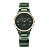 Titan Edge Women's Watch Bicolour Quartz Analog Green Dial With Green Ceramic Strap, 2653KC12