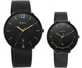 Titan Couples Watch with Black Dial & Black Stainless Steel Strap, 1849NM01P