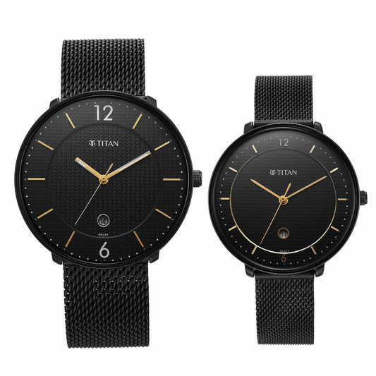 Titan, Unisex, Analog, Watch, Black Dial, Stainless steel Strap, 1849NM01P