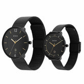 Titan Couples Watch with Black Dial & Black Stainless Steel Strap, 1849NM01P