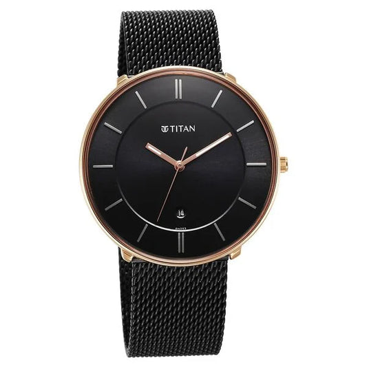 Titan, Men's, Analog Watch, Black Dial, with Stainless Steel Band, TI-1849KM03