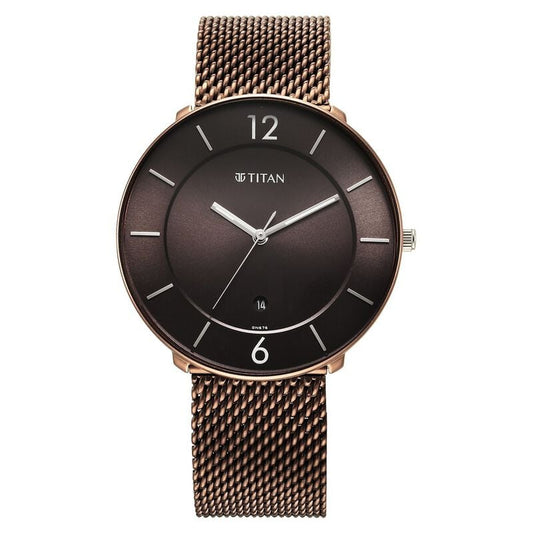 Titan, Men, Analog, Watch, Brown Dial, Stainless steel Strap, 1849KM04