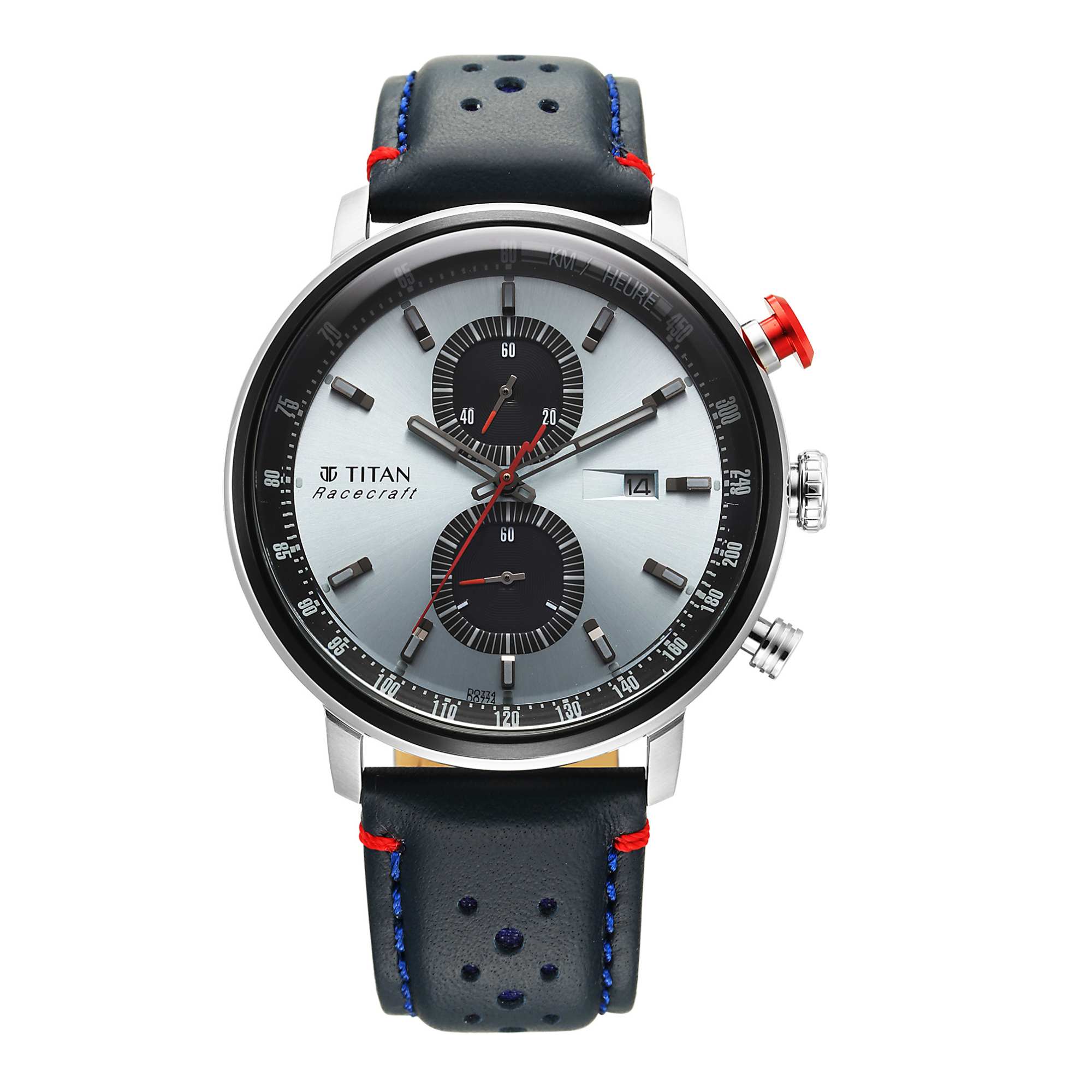 Titan Racecraft Men's Watch Analog Blue Dial with Blue Leather Strap, 1857KL02