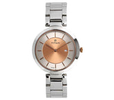 Titan Women's Watch Work wear Collection Analog, Rose Gold Dial Silver Stainless Strap, 2480KM01