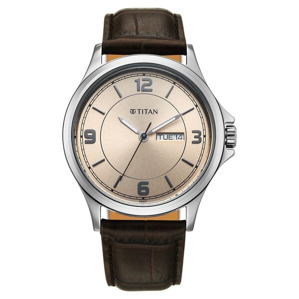 Titan, Men's, Analog Watch, Brown Dial, with Leather Band, TI-1870SL11