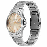 Titan Neo Arabic Analog Men's Watch with Day Date and Beige Dial with Silver Stainless Steel Strap, 1870SM06