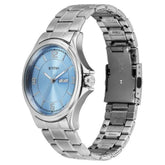 Titan Neo Arabic Analog Men's Watch with Day Date and Ice Blue Dial with Silver Stainless Steel Strap, 1870SM07