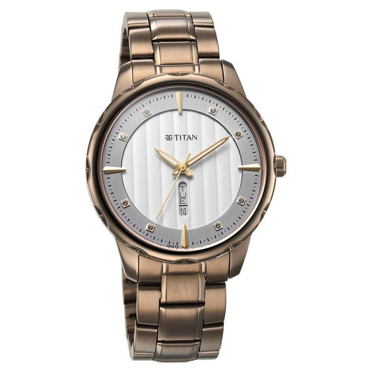 Titan, Men, Analog, Watch, White Dial, Stainless steel Strap, 1875QM01