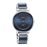 Titan Men's Watch Edge Collection, Blue Dial Two Toned Ceramic Strap, 1878KD02