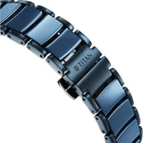 Titan  Edge Men's Analog Watch Blue Dial With Slim Steel & Ceramic Strap, 1878KD04