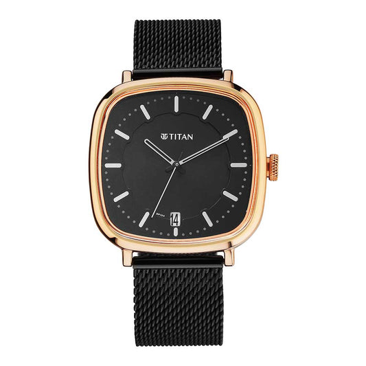 Titan, Men, Analog, Watch, Black Dial, Stainless steel Strap, 1885KM02