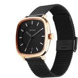 Titan Shaped Case Men's Watch Analog Black Dial With Black Stainless Steel Band, 1885KM02