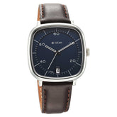 Titan Men's Watch Neo Curve Collection, Blue Dial Brown Leather Strap, 1885SL03 - view 2