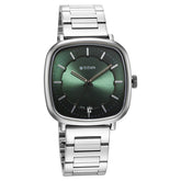 Titan Shaped Case Men's Watch Analog Green Dial with Silver Stainless Steel Band, 1885SM01