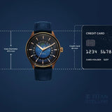 Titan Stellar Analog Men's Watch with Earth Disc and Blue Dial with Blue Leather Strap, 1890QL01
