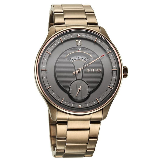 Titan, Men, Analog, Watch, Brown Dial, Stainless steel Strap, 1890QM01