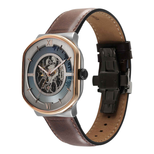 Titan Techno Beats Men's Automatic Watch Analog Anthracite Dial With Brown Leather Strap, 1893KL01