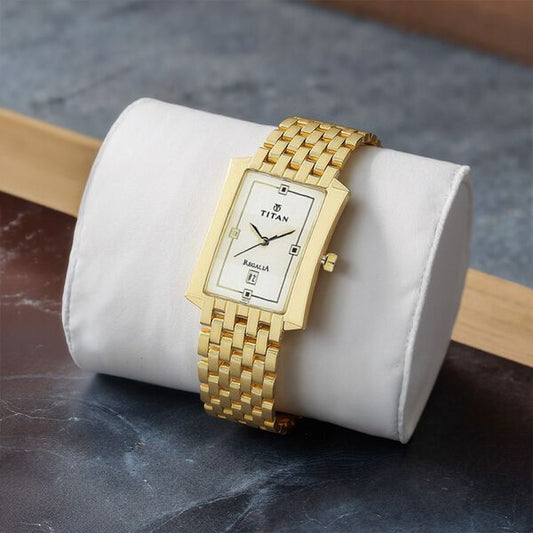 Titan, Men's, Analog Watch, Gold Dial, with Stainless Steel Band, TI-1927YM04