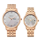 Titan Bandhan Eternal Pair Watch Silver Dial with Rose Gold Stainless Steel Band, 19672967WM01