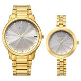 Titan Bandhan Eternal Pair Analog Couple Watch With Silver Dial And Gold Stainless Steel Strap, 1969YM01P