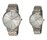 Titan Couple's Watch Classique Collection Analog, White Dial Silver & Gold Stainless Strap, 94002KM01P