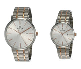 Titan Couple's Watch Classique Collection Analog, White Dial Silver & Gold Stainless Strap, 94002KM01P