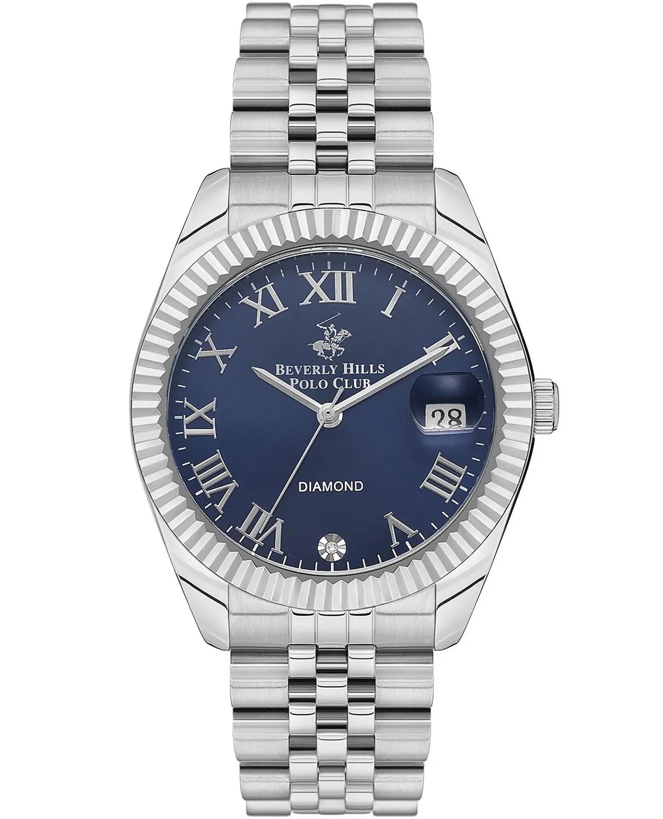 Beverly Hills Polo Club Women's Watch, Analog, Blue Dial, Silver Stainless Steel Strap, BP3582C.390