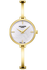 Lee Cooper Women's Analog Watch with White Mother Of Pearl Dial and Gold Stainless Steel Band, LC08350.120