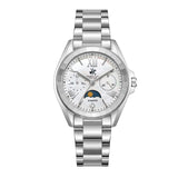 Beverly Hills Polo Club Moon Phase Women's Watch Analog Mother of Pearl Dial with Silver Stainless Steel Band, BP3763X.320