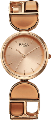 Titan Raga Afterglow Women's Quartz Analog Watch, Rose Gold11 Dial, Rose Gold Stainless Steel Strap, TI-2742WM01