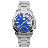 Seiko Men's Mechanical Watch Analog, Blue Dial with Silver Stainless Band, SNKK27K