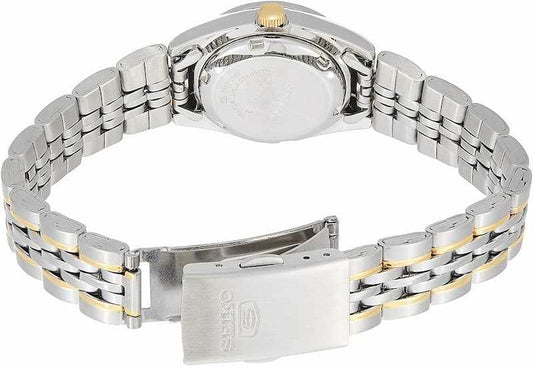 Seiko Women's Mechanical Watch Analog, White Dial Silver Stainless Band, SYMA35K
