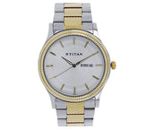 Titan Men's Watch Analog, Silver Dial Silver & Gold Stainless Steel Strap Watch, 1650BM03