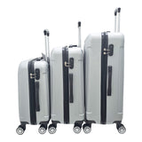 Globetrotter Georgia 55cm, 67cm, 77cm 8 Wheel 3pcs Hard Trolley Set Silver, GEORGIA3PCSL