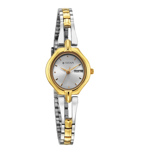 Titan, Women, Analog, Watch, White Dial, Metal Strap, 2345BM03