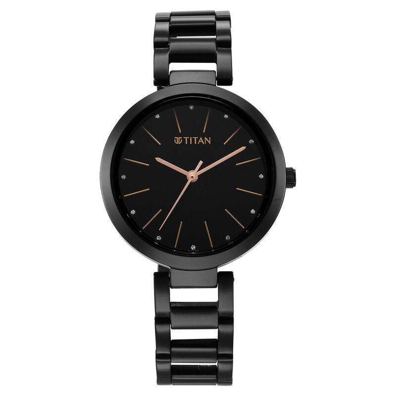 Titan Workwear Men's Watch Analog Black Dial With Black Stainless Steel, 2480NM01