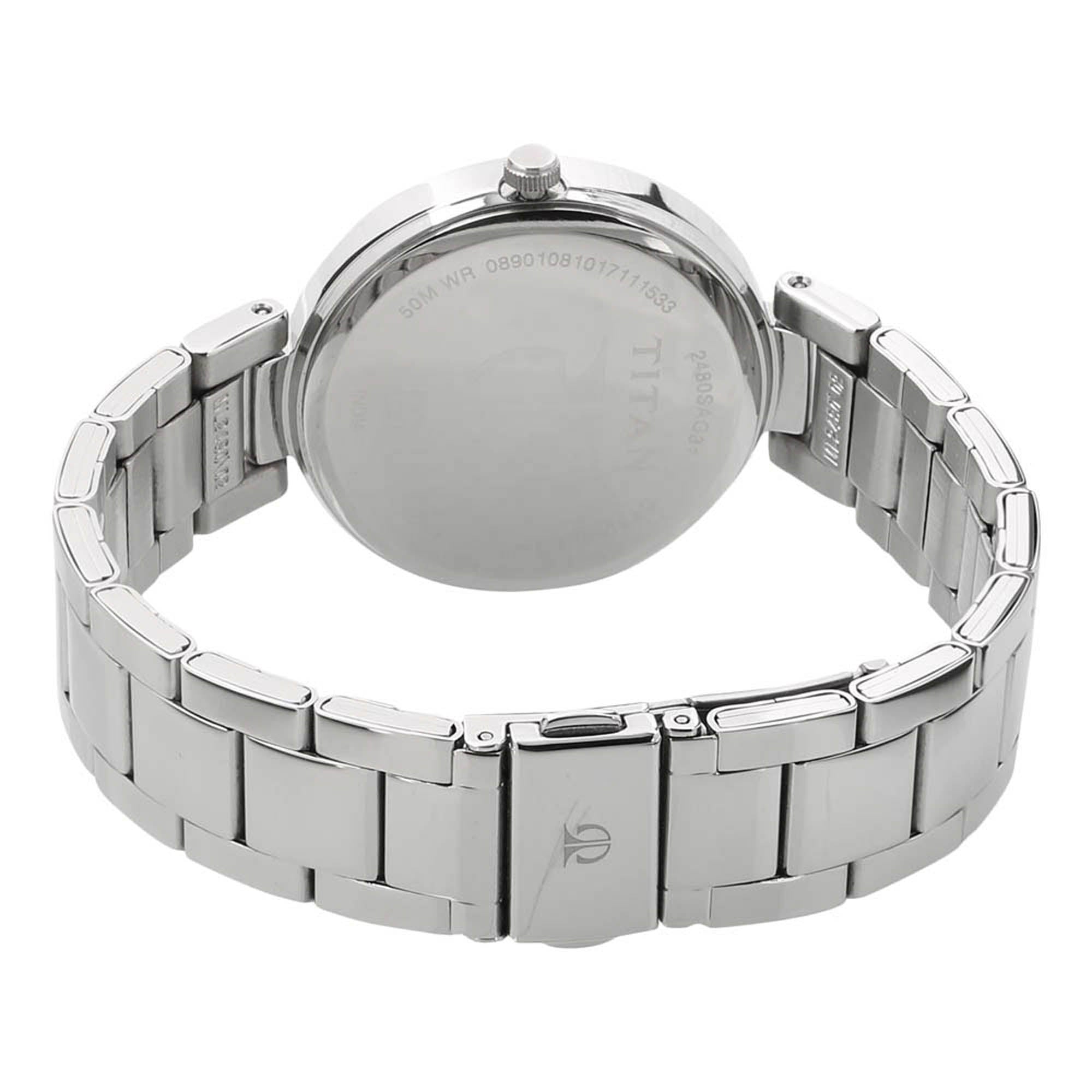 Titan Women's Watch Workwear Collection Analog, Black Dial Silver Stainless Strap, 2480SM0 - view 4