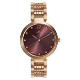 Titan Women's Watch Purple Dial Rose Gold Stainless Steel Strap Watch, 2480WM02